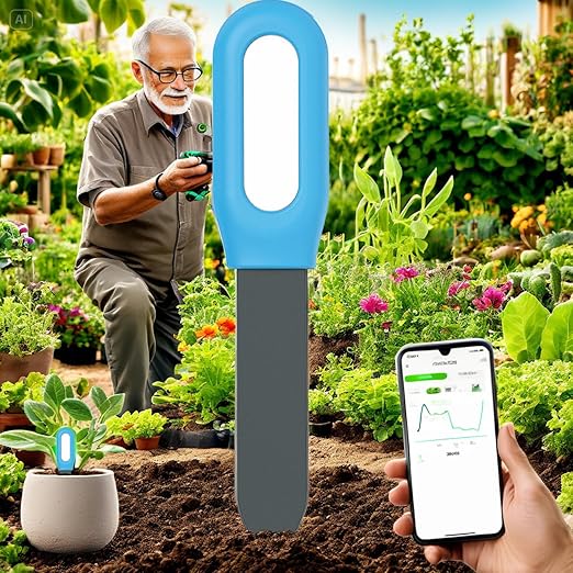iLight Smart Plant Soil Moisture Meter + App | Bluetooth Soil Sensor + Notifications | Wireless Plant Care Remote Monitoring, Smart Garden Planting Device Indoor Outdoor Plants | Moisture System Gift