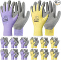 toolant Crinkle Latex Work Gloves Bulk, Rubber Coated Safety Work Gloves for Men and Women, 12 Pairs for Construction, Gardening, Warehouse (Purple & Yellow, XX-Large)