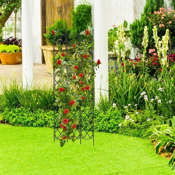 ibasenice Garden Trellis Steel Plant Support Stake for Climbing Plants Outdoor and Indoor, Adjustable 46.5-135cm Metal Climbing Screen for Courtyard and Potted Vines