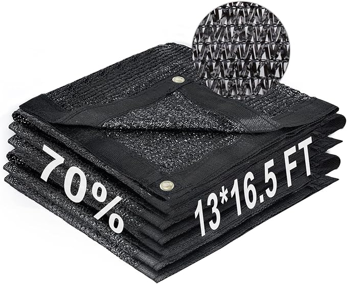 LOVE STORY 13x16.5FT 70% Black Shade Cloth Sun Shade Net with Grommets Sunblock Net Mesh Tarp for Garden,Plants Cover,Greenhouse and Patio