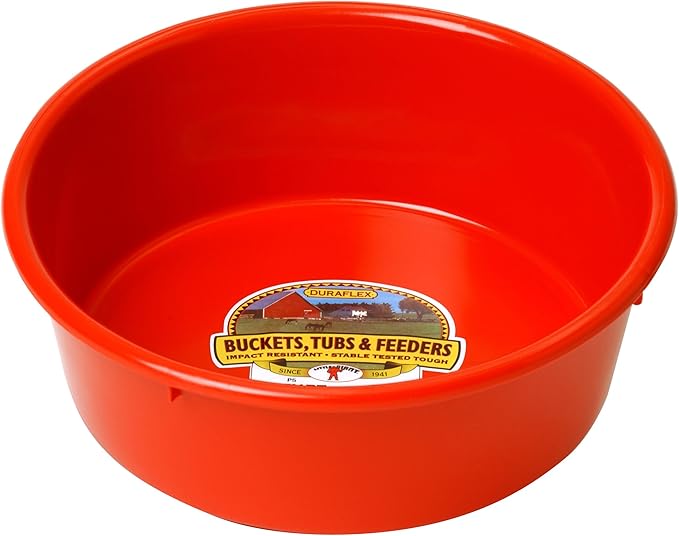 Little Giant® Plastic Utility Pan | Feed Pan | Durable & Versatile Livestock Feeding Bucket | Made in USA | 5 Quart | Red