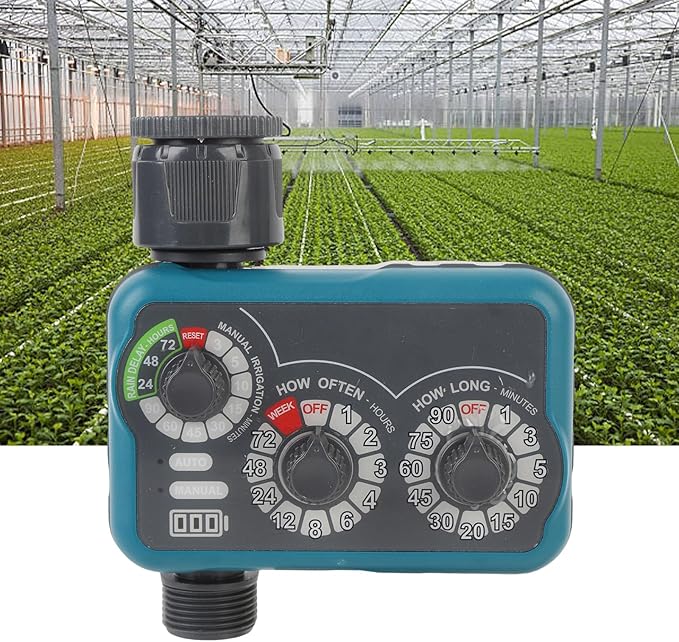 Garosa 3 Dial Water Timer, Automatic Manual Sprinkler Timer with Rain Delay, IP54 Water Proof for Garden Irrigation