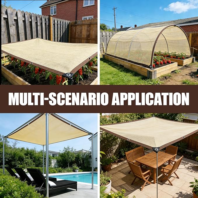 90% Sun Shade Cloth for Garden, 6.5 * 10FT Heavy Duty Shade Tarp with Grommets & Reinforced Edges - UV Resistant Sunblock Net for Patio, Backyard, Greenhouse, Kennel, Pergola, Yellow