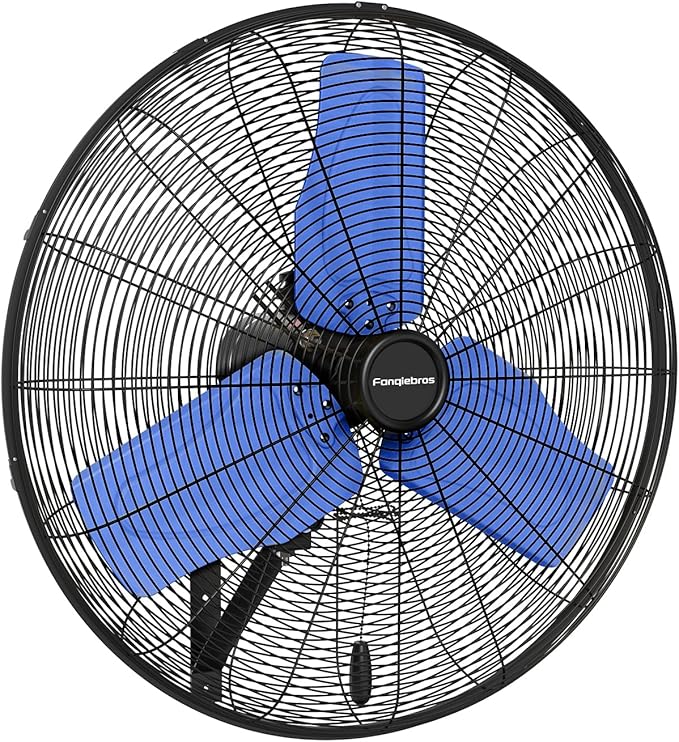 Pro 24" Industrial Wall Mount Fan, 9500 CFM High Velocity Metal Wall Fan, IP44 Waterproof Oscillating 3-Speed Outdoor Commercial Fan for Garage, Warehouse, Patio, Workshop