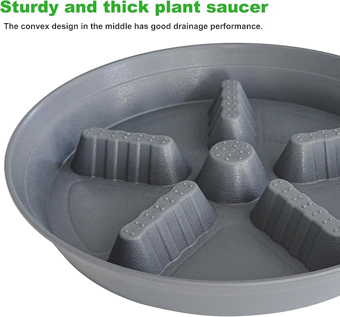 4 Pack Plant Saucer 14 inch, Plastic Plant Saucers for Indoors, Raised Middle Plant Trays for Pots, Water Tray for Plants, Plant Stand Water Catcher Tray, Pot Saucers for Plants