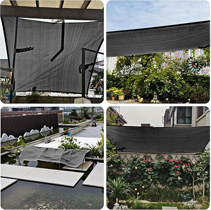 winemana 40% Black Shade Cloth, 6.6 x 6.6 FT Durable Mesh Tarp with Grommets, Resistant Garden Sun Shade Netting, Shading Antifreezing for Pergola, Greenhouse, Plants Growing, Chicken Coop