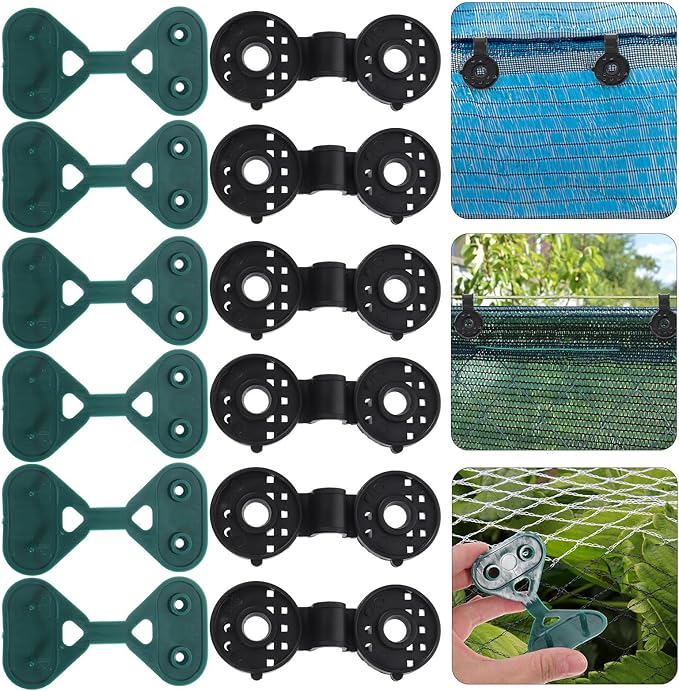 20pcs Sunshade Net Clips and Greenhouse Cloth Clamps for Garden Netting, Heavy Duty Fixing Tools for Outdoor Shade Cloth, Black and Green Clips for Plant Shade and Bird Protection