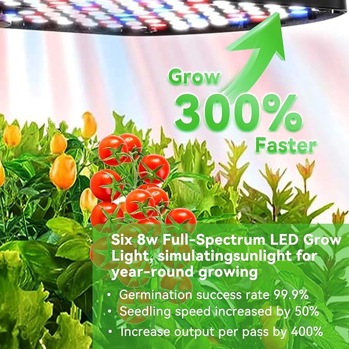 3-Tier Hydroponics Growing System Kit, 60-Pod Indoor Garden with Adjustable Full-Spectrum LED Grow Light, Auto Water Circulation Smart Growing System for Herbs, Vegetables & Climbing Plants