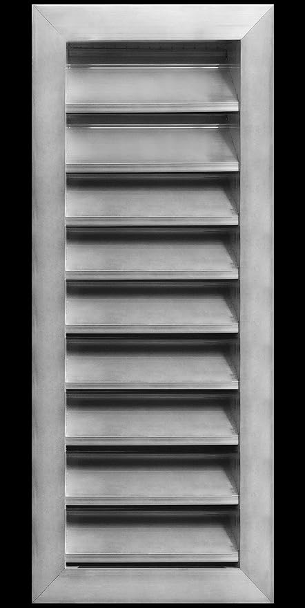 HVAC Premium 6"W x 20"H Aluminum Exterior Gable Louver Vent for Walls & Crawlspace - Weather-Resistant Air Grille with Screen Mesh - [Outer Dimensions 7.75"W x 21.75"H]