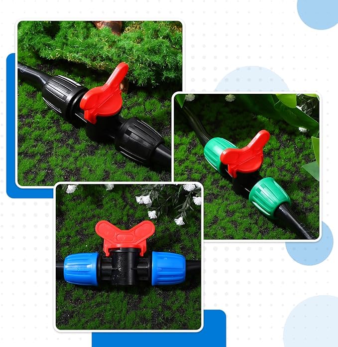 Glooglitter 30 Pcs Drip Irrigation Fittings Switch Valve 1/2 Inch Barbed Locking Fitting Gate Valves for 1/2 Inch Drip Tubing(1/2 ID X. 6-. 63 OD) 16mm Drip Irrigation Switch Valve for Garden