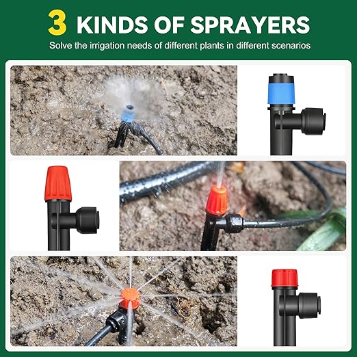 Drip Irrigation System for Garden, 2026-Upgraded Quick Connect Garden Watering Kit All-in-One with 1/2 inch 1/4 inch Irrigation Tubing for Garden, Lawn, Greenhouse, Raised Beds (233FT)