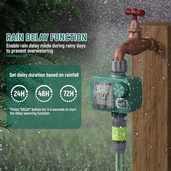Sprinkler Timer: Programmable Hose Timer with Rain Delay/Manual/Automatic Watering System, Water Timers for Garden Hose, Digital Drip Irrigation for Yard Lawn Outdoor（1 Outlet）