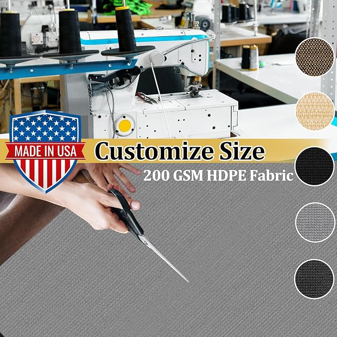 Shade&Beyond Customized Size 16' X 19' Shade Cloth with Grommets, 90% UV Protection UV Protection Mesh Tarp Sun Screens for Patio GN04, Light Gray