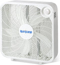 Hurricane Classic Floor Mount Box Fan w/ 3 Quiet Speeds, White, 20" - Corded Portable Electric Air Cooling Unit w/ Powerful 2400 CFM Airflow for Home, Garage, Office, Bedroom & Basement