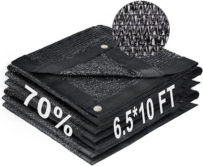 LOVE STORY 6.5x10FT 70% Black Shade Cloth Sun Shade Net with Grommets Sunblock Net Mesh Tarp for Garden,Plants Cover,Greenhouse and Patio