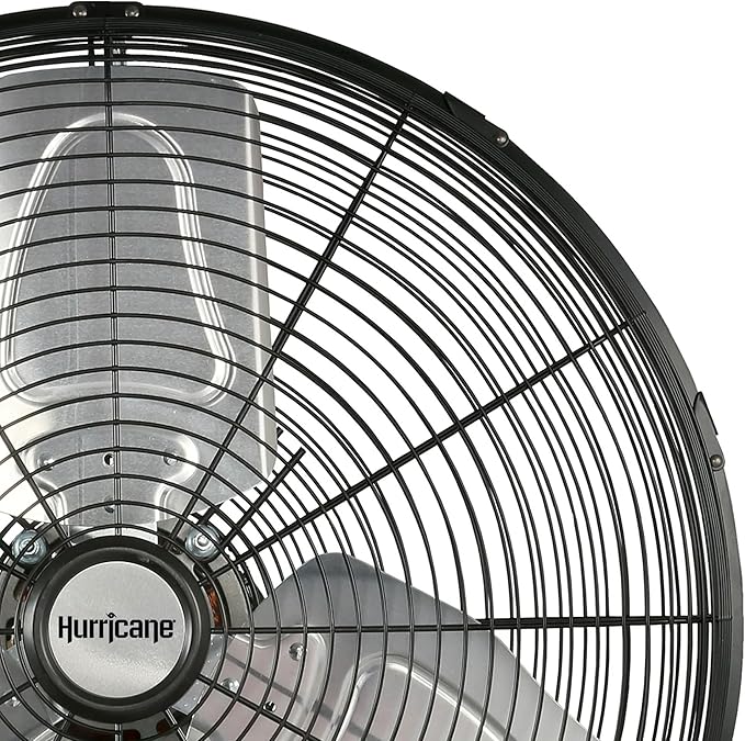 Hurricane Pro Commercial Grade Oscillating Metal Wall Mount Fan w/ 3 Speeds, Black, 20" - Corded Electric Air Cooling Unit w/ Powerful 4600 CFM Airflow for Home, Garage, Gym, Workshop & Greenhouse