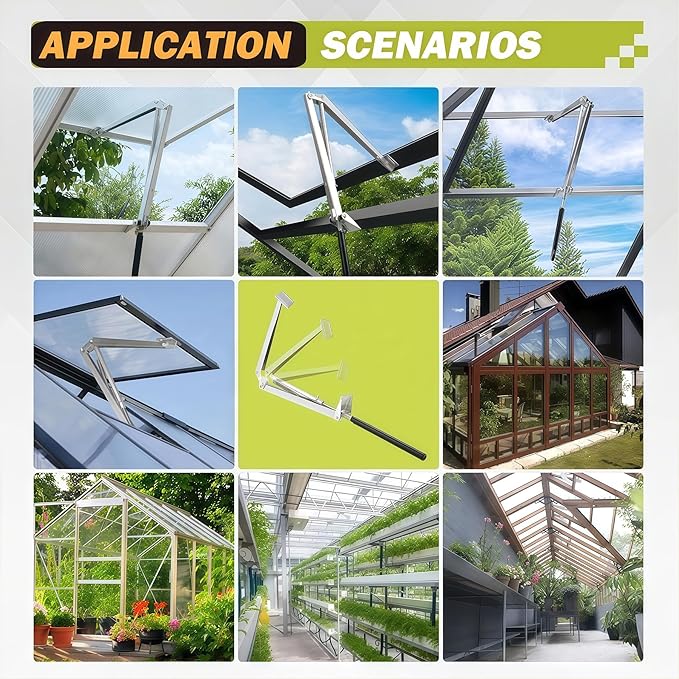 Greenhouse Window Opener Solar Heat Sensitive Powered Roof Vent Kit Automatic Greenhouse Accessories Tool Load Capacity of 15 lbs (Silver Single Spring2PCS)
