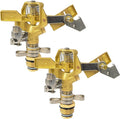 Hourleey 1/2 Inch Brass Impact Sprinkler, 2 Pack Heavy Duty Water Sprinkler Head, Adjustable 0-360 Degree Coverage Pattern, Watering Sprinkler for Large Area Lawn Patio Garden Irrigation