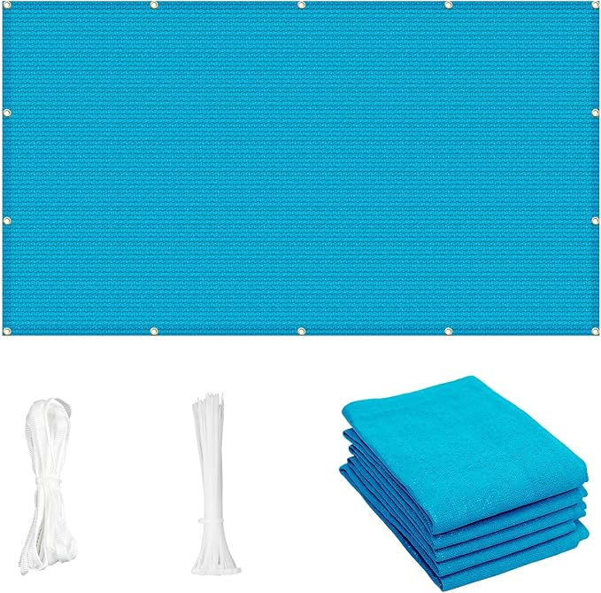 Cool Area Sun Shade Cloth with Grommets 5×9 FT Shade Panel Shade Tarp Screen Fabic for Outdoor Patio Pergola Cover Deck Garden, Turquoise Blue (Customized)