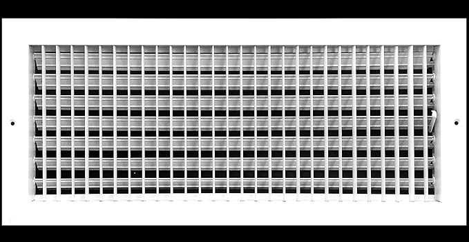 20" X 8" Adjustable AIR Supply Diffuser - HVAC Vent Cover Sidewall or Ceiling - Grille Register - High Airflow - White [Outer Dimensions: 21.75" w X 9.75" h]