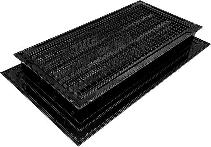 HVAC Premium 16"W x 8"H Aluminum Exterior Gable Louver Vent for Walls & Crawlspace - Weather-Resistant Air Grille with Screen Mesh - Black [Outer Dimensions 17.75"W x 9.75"H]