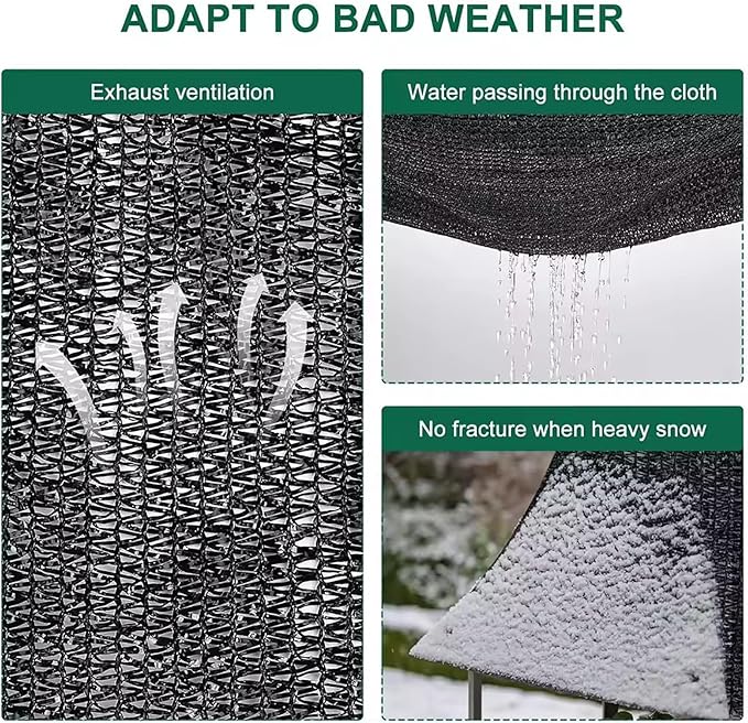 Black Sun Shade Cloth Mesh Tarp with Grommets, 10x12M for Garden Patio Greenhouse Car Cover Canopy Pergola Plant Barn Kennel