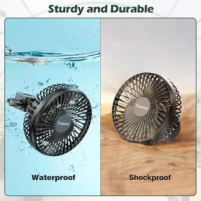 Grow Tent Fan, 5.5" Greenhouse Clip Fan with Brushless Motor and Non-Slip Clamp, Strong Airflow and Low Noise, 360° Tilt, Easy Mount for Plant Hydroponics Circulation Cooling Ventilation Shed