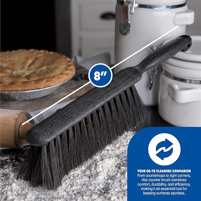 SPARTA Flo-Pac Counter Brush, Bench Brush, Dustpan Brush with Long Lasting for Counters, Floors, And Fireplace, 8 Inches, Black, (Pack of 12)