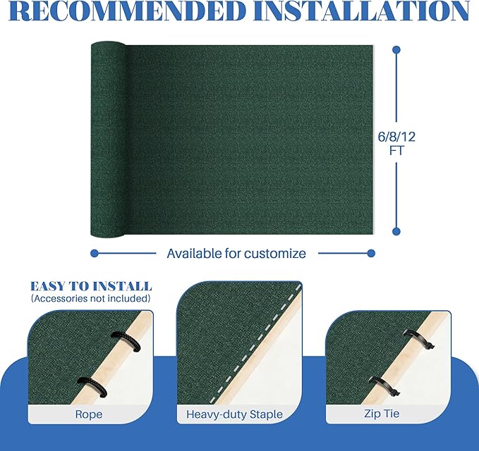 ECOOPTS 6'x43' Sun Shade Roll, Sun Shade UV Blockage Cover for Outdoor Backyard Patio Pergola Greenhouse Plants (Green)