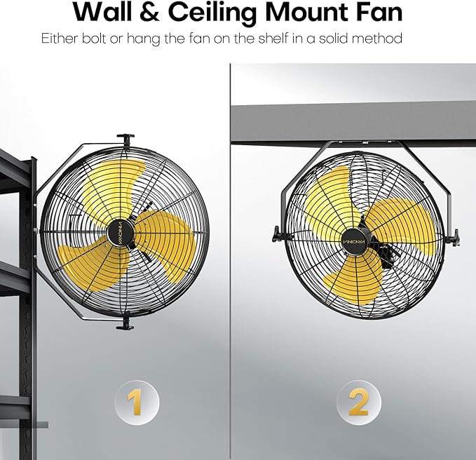 VINICAYA 18 Inch Industrial Wall Fan, 4800 CFM Metal Wall Mount Fans with Poweful Motor, 3 Speed, Heavy Duty Fan Indoor for Covered Patio, Greenhouse, Gazebo, and Garage, UL Listed
