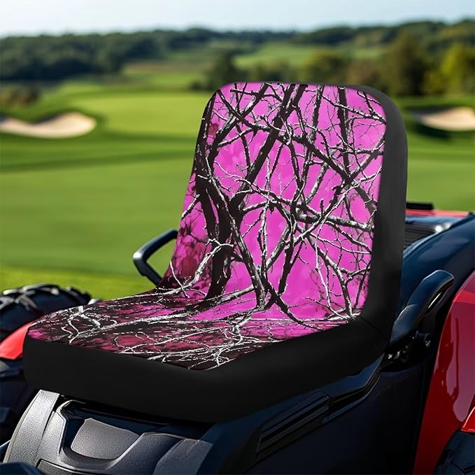Waterproof Cover for Riding Lawn Mower Seat,Purple Hunting Universal Tractor Outdoor Seat Cover with Pockets, Seat Cover for All Weather Conditions
