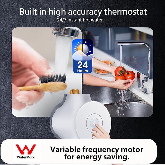 Smart Instant Hot Water Recirculating System Pump 3 speed with Bulit-in Thermostat 18 inch Hose for Tanked, Tankless Water Heater Extremely Quiet HBS24-12
