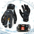 Vgo... 2-Pairs 32°F Waterproof High-Dexterity Heavy-Duty Winter Mechanic Gloves, Impact & Vibration Reduction (XL, Black&Gold, SL8849FW)