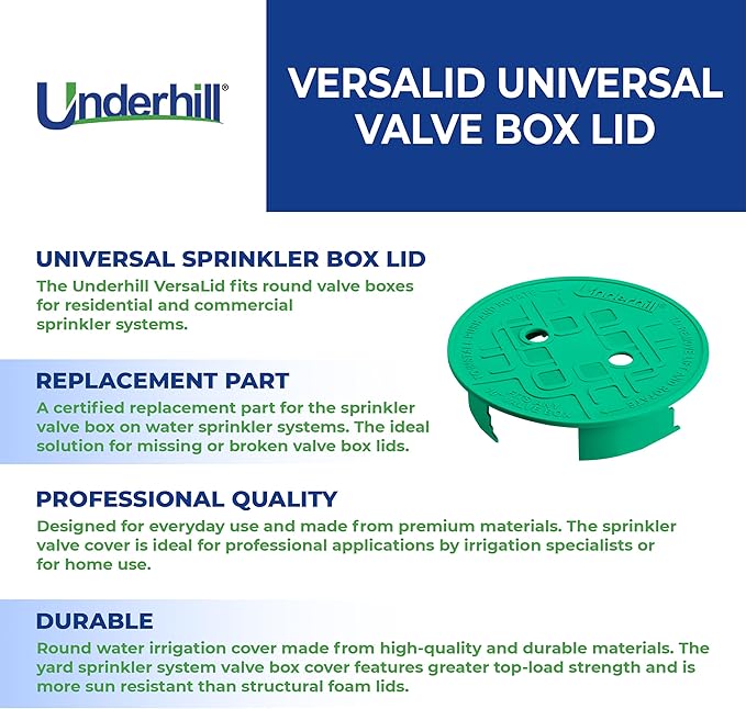 Underhill Sprinkler Valve Round Box Lid, VersaLid 10 Inch Universal Cover for Automatic Irrigation System, Green, VL-10-4, 4 Pack