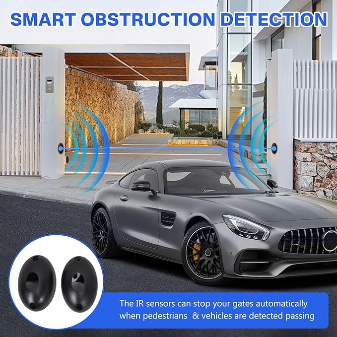 4400lbs 750W Automatic Sliding Gate Opener APP Control with 4 Remotes, Automatic Motor Remote Kit with Wireless Keyboard,Gate Operator Hardware Security System Kit for Sliding Gate Up to 40 Feet