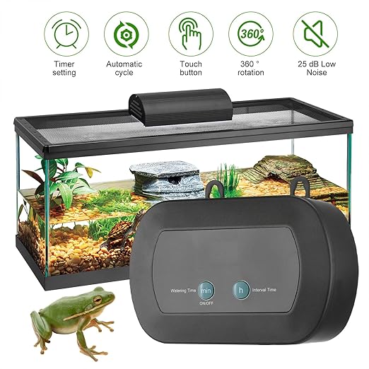 Automatic Watering System with Timer and 360° Adjustable Nozzles, Smart Irrigation Kit for Reptile Terrariums and Indoor Plants, USB Rechargeable Misting Device