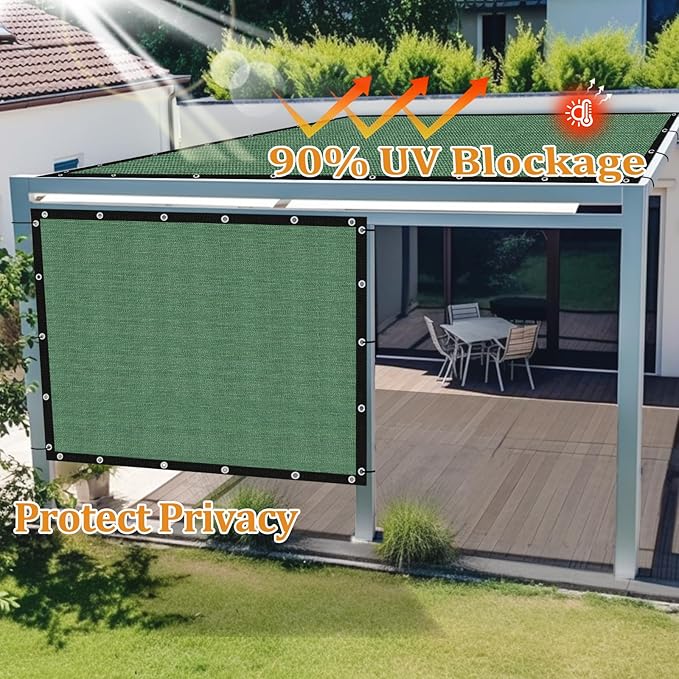 Shade&Beyond Customized Size 6' X 10' Shade Cloth with Grommets, 90% UV Protection UV Protection Mesh Tarp Sun Screens for Patio GN04, Green