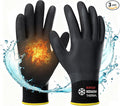 KAYGO Winter Waterproof Work Gloves for Men and Women, 3 Pairs Thermal Insulated Freezer Rubber Coated Gloves,Super Grip,KG160 (L, Black)