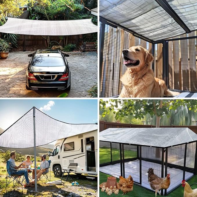 BeGrit Aluminet Shade Cloth 75%-80% Aluminum Shade Cloth Sun Reflective Tarp for Garden, Patio, Greenhouse, Pergola, Car, Kennel Shade 8x10ft