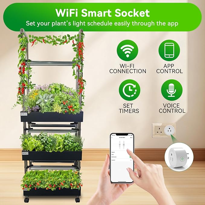 3-Tier Hydroponics Growing System Kit, 60-Pod Indoor Garden with Adjustable Full-Spectrum LED Grow Light, Auto Water Circulation Smart Growing System for Herbs, Vegetables & Climbing Plants