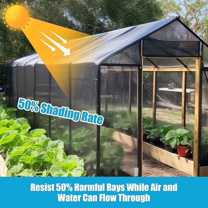 Amagenix 50% Eyelets Shade Cloth Roll 6' x 100 FT Cuttable Sun Shade Mesh Tarp UV Resistant Screen Cover for Garden, Patio, Greenhouse, Canopy, Kennel, Plant, Black
