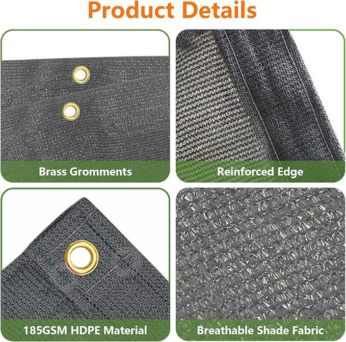 90% 6x8ft Sun Shade Cloth for Outdoor Deck Backyard Patio Garden Pergola Cover Canopy Gray