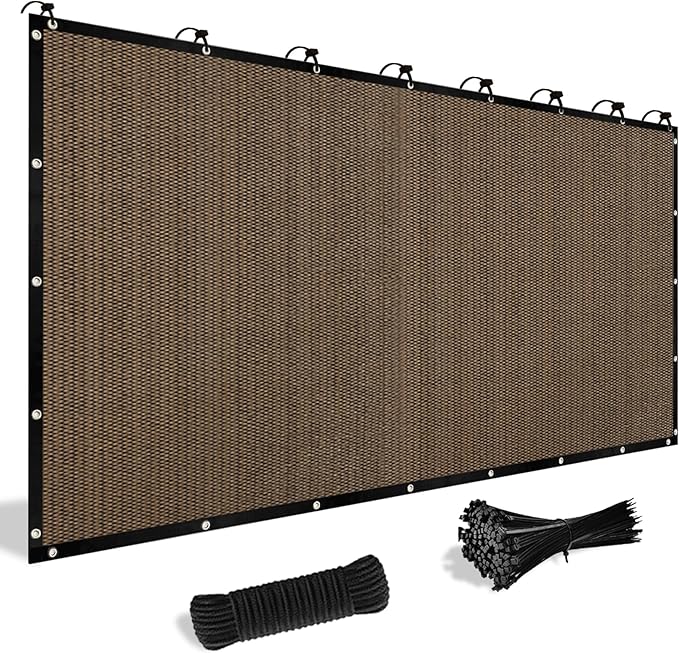 Shade&Beyond Customized Size 7' X 12' Shade Cloth with Grommets, 90% UV Protection UV Protection Mesh Tarp Sun Screens for Patio GN04, Mocha