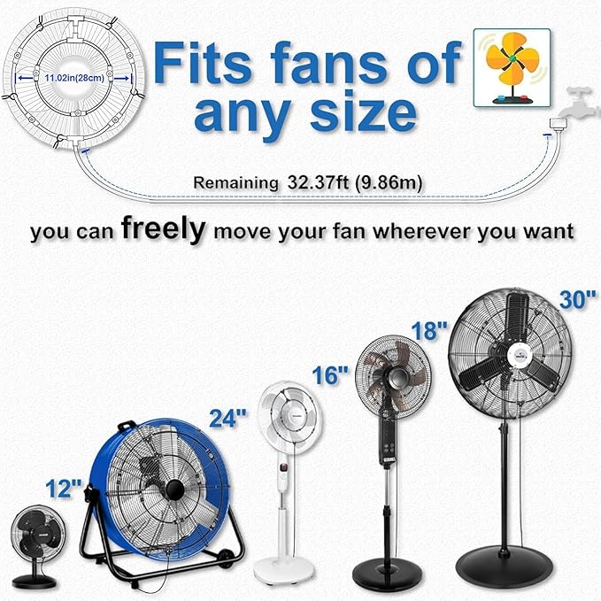 Misters for Outside Patio,Outdoor Water Misting Cooling System,60FT|18M.Backyard Mist Kit for Garden,Greenhouse,Fan,Deck,Umbrella,Canopy,Pool,Porch.Trampoline Sprinkler Park,BBQ Party Accessories