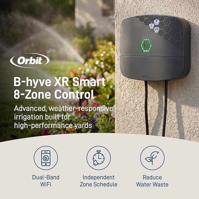 Orbit B-hyve XR Smart Sprinkler Timer - 8-Zone - WiFi-Enabled Indoor/Outdoor Irrigation Controller - App Control - Weatherproof Watering System - Multi Zone - Custom Programs - 57985
