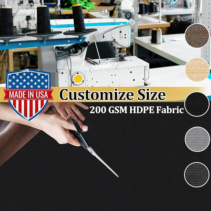 Shade&Beyond Customized Size 7' X 8' Shade Cloth with Grommets, 90% UV Protection UV Protection Mesh Tarp Sun Screens for Patio GN04, Black