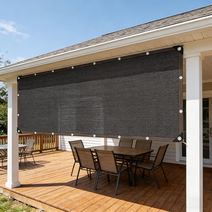 90% Sun Shade Cloth, 6 x 12 FT Pergola Shade Cover Canopy with Grommets, Sun Screen Fabric Tarp for Patio, Outdoor, Garden, Backyard, Black