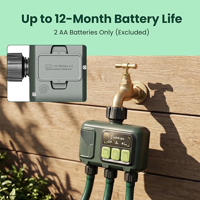 WiFi Water Timer, Hose Timer 300m Long Range RF with Gateway, App Control, 8-Month Battery, Weather Delay, 3/4" Smart Irrigation Controller