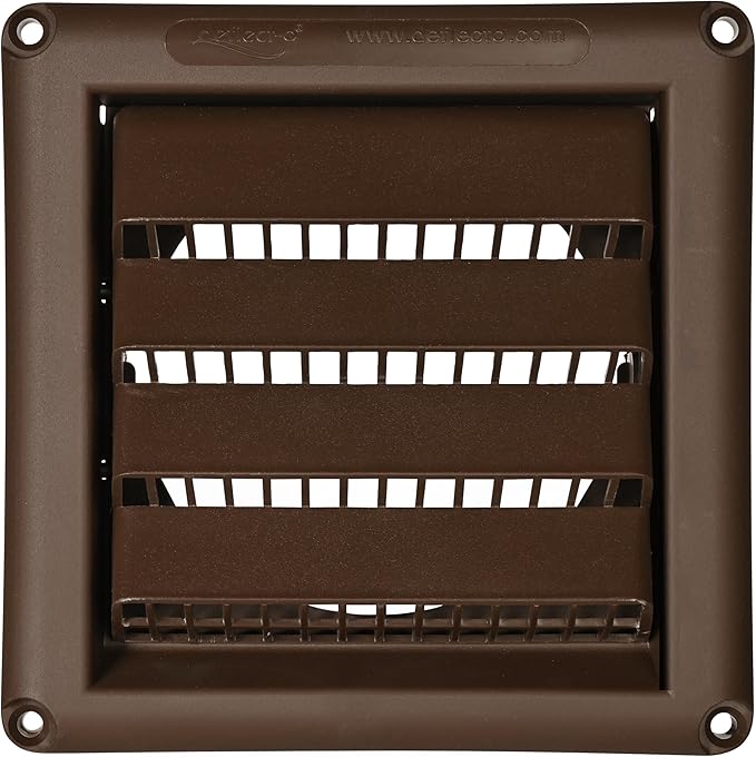 Deflecto Fresh Air Intake Vent Hood with Fixed Louvers for General Venting - Louvered Vent Cover, Weather-Resistant Plastic for Maximum Durability | 4 Inch - Brown (HSM4B/24)