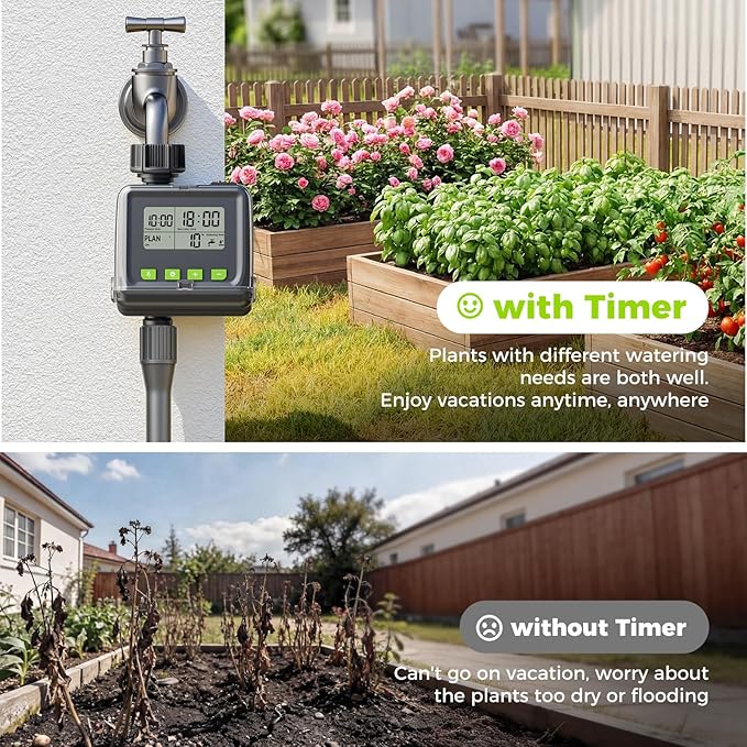 Sprinkler Timer- Hose Timer for Garden Hose, Programmable Watering Timer with Rain Delay, Outdoor Automatic & Manual Drip Irrigation Controller System for Lawn Yard Greenhouse